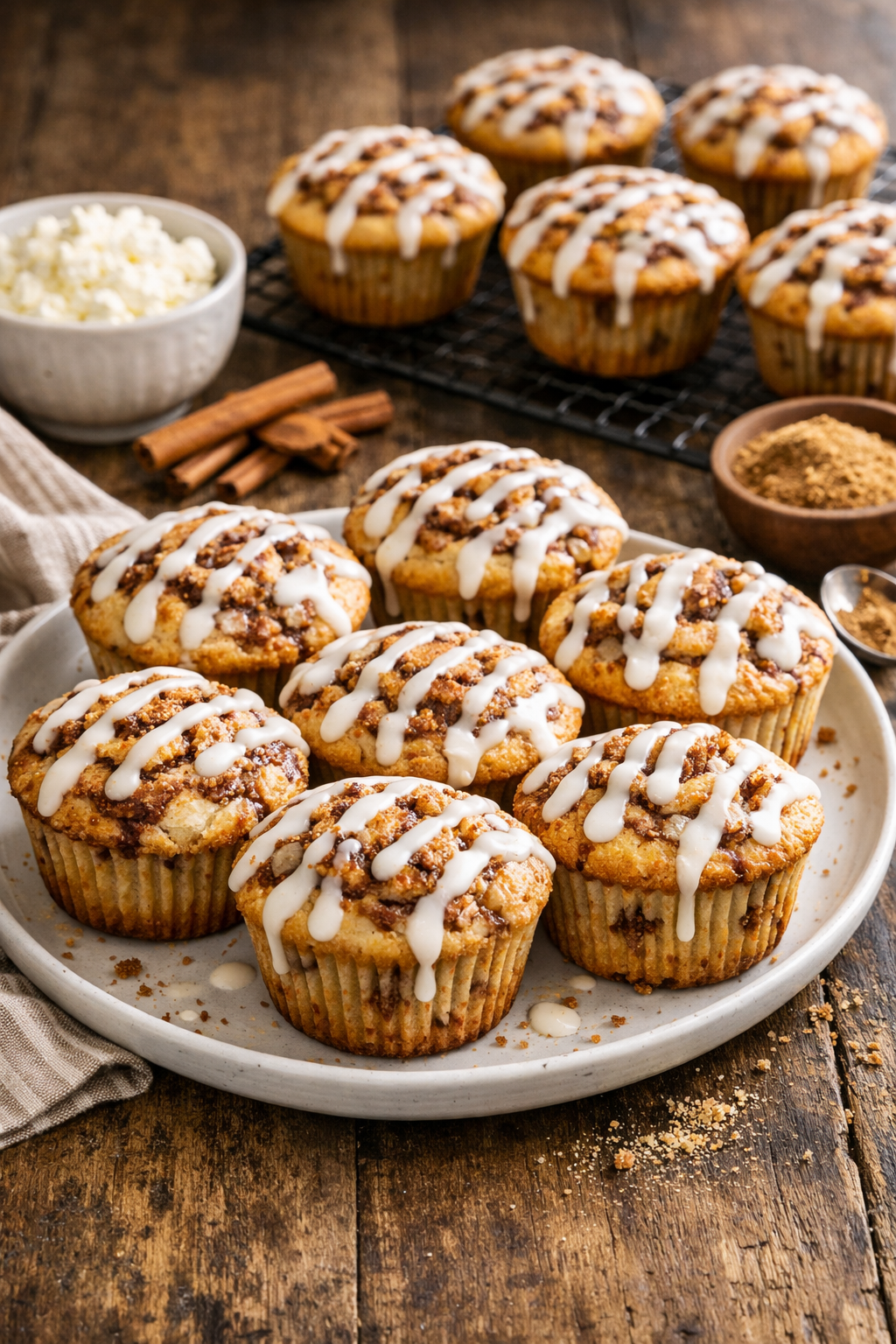 plat servi de la recette Muffins roulés à la cannelle au cottage cheese