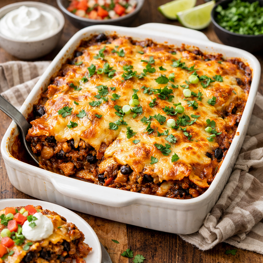 Serving Casserole d'Enchiladas de Boeuf