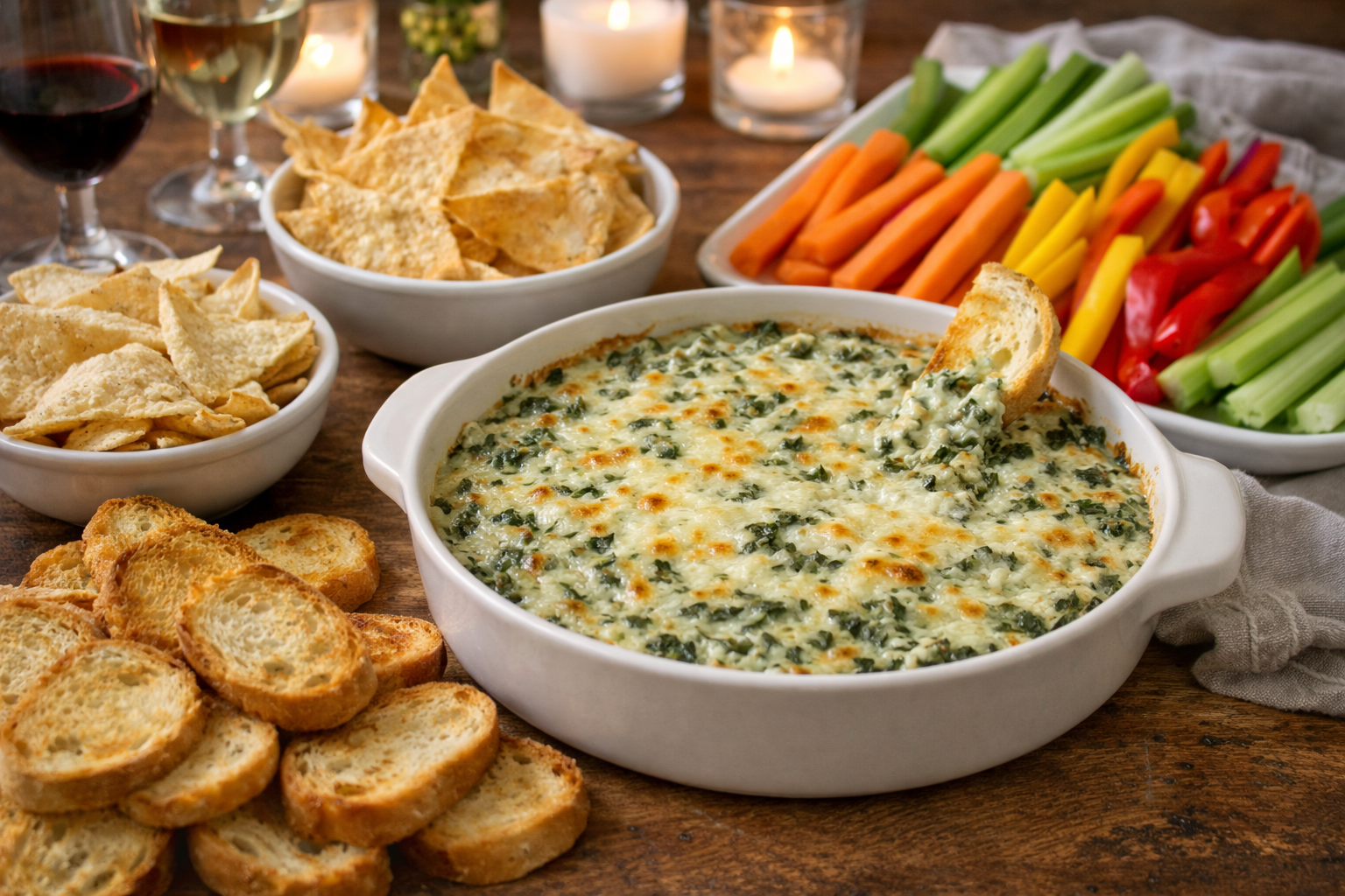 Plat prepare et pret a servir de la recette dip epinards artichaut