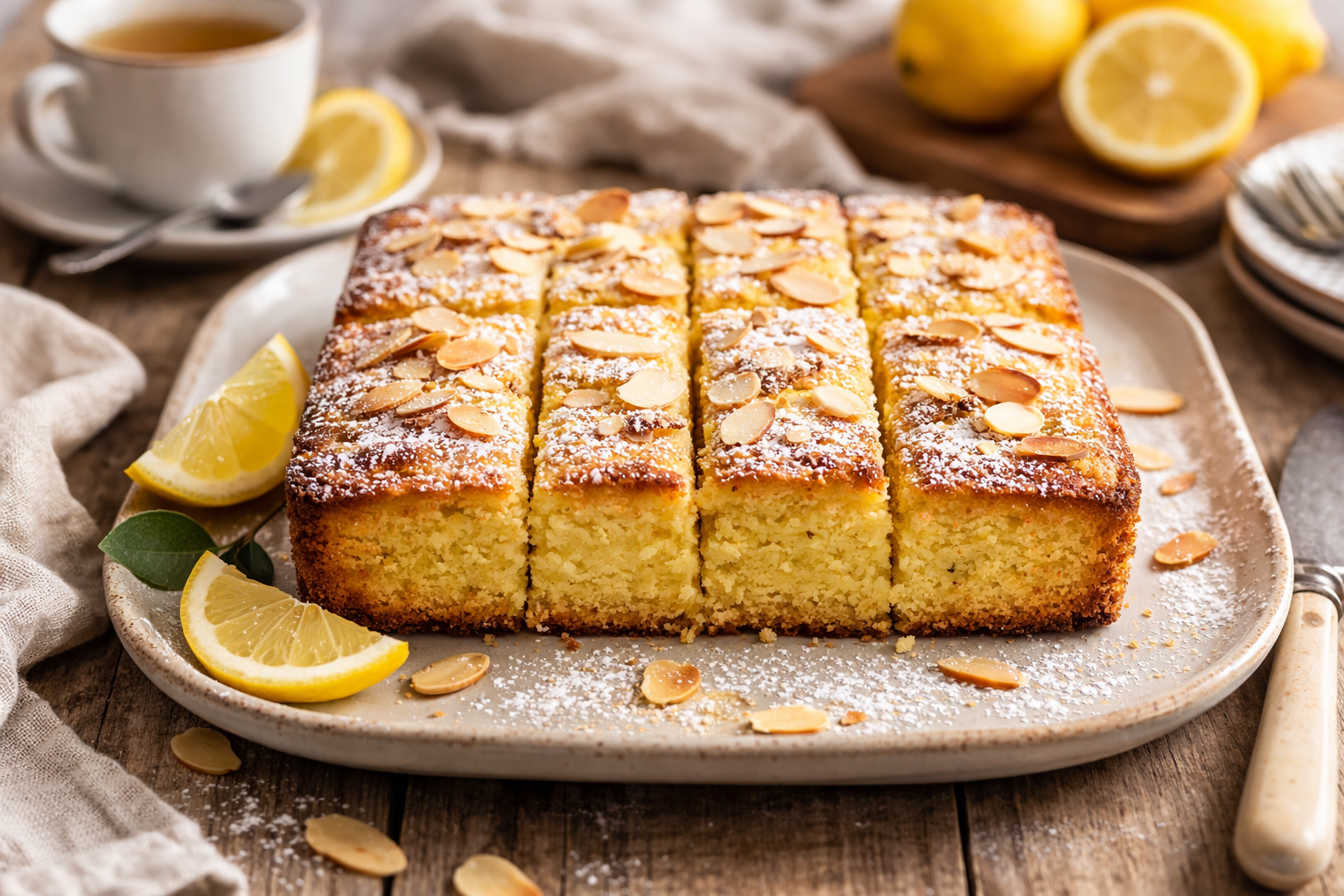 Plat servi de la recette  gateau au amandes et citron >

  <hr class=
